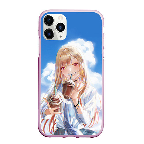 Чехол iPhone 11 Pro матовый МАРИН КИТАГАВА С МОЛОЧНЫМ КОКТЕЛЕМ / 3D-Розовый – фото 1