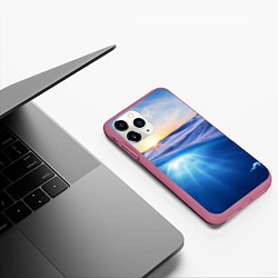 Чехол iPhone 11 Pro матовый Грань между небом и водой, цвет: 3D-малиновый — фото 2