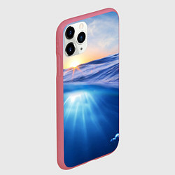 Чехол iPhone 11 Pro матовый Грань между небом и водой, цвет: 3D-малиновый — фото 2
