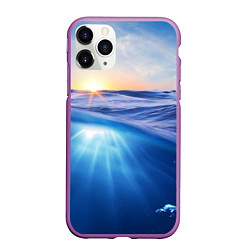 Чехол iPhone 11 Pro матовый Грань между небом и водой, цвет: 3D-фиолетовый