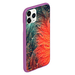 Чехол iPhone 11 Pro матовый Зеленые и оранжевые завихрения, цвет: 3D-фиолетовый — фото 2