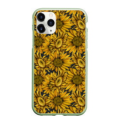 Чехол iPhone 11 Pro матовый Цветы Подсолнечники