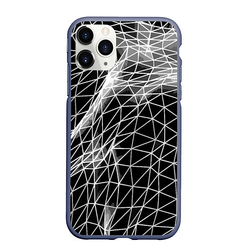 Чехол iPhone 11 Pro матовый Полигональный объёмный авангардный узор / 3D-Серый – фото 1