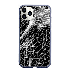 Чехол iPhone 11 Pro матовый Полигональный объёмный авангардный узор, цвет: 3D-серый