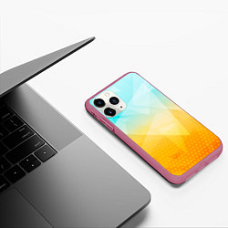 Чехол iPhone 11 Pro матовый Полигоны - Лед и мед, цвет: 3D-малиновый — фото 2