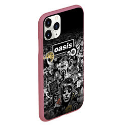 Чехол iPhone 11 Pro матовый Большой принт группы OASIS, цвет: 3D-малиновый — фото 2