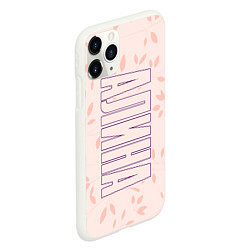 Чехол iPhone 11 Pro матовый Имя Алина по-вертикали с розовым фоном, цвет: 3D-белый — фото 2