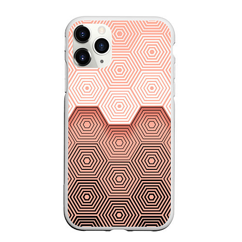 Чехол iPhone 11 Pro матовый Hexagon Minimal / 3D-Белый – фото 1