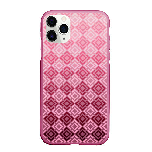 Чехол iPhone 11 Pro матовый Розовый геометрический градиентный узор / 3D-Малиновый – фото 1