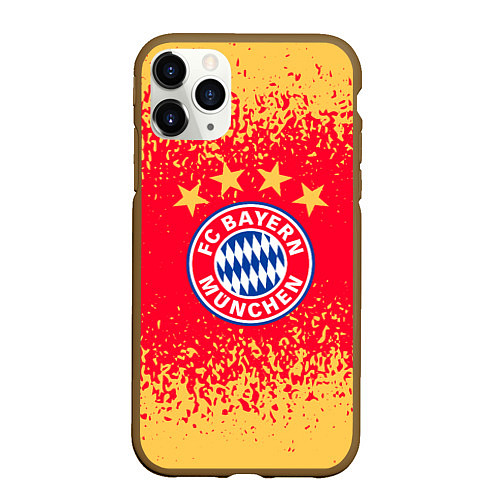 Чехол iPhone 11 Pro матовый Bayern munchen красно желтый фон / 3D-Коричневый – фото 1