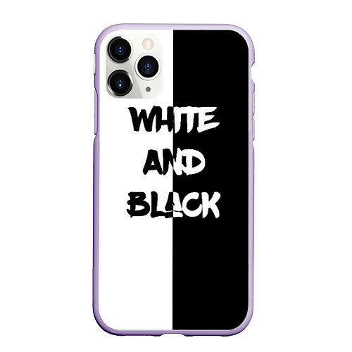Чехол iPhone 11 Pro матовый White and Black Белое и Чёрное / 3D-Светло-сиреневый – фото 1