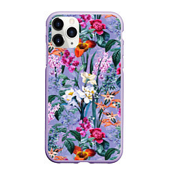 Чехол iPhone 11 Pro матовый Цветы Пионы и Тигриди