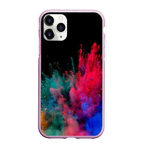 Чехол iPhone 11 Pro матовый Брызги сухих красок / 3D-Розовый – фото 1