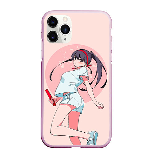 Чехол iPhone 11 Pro матовый У Коми проблемы с общением Komi-san wa / 3D-Розовый – фото 1