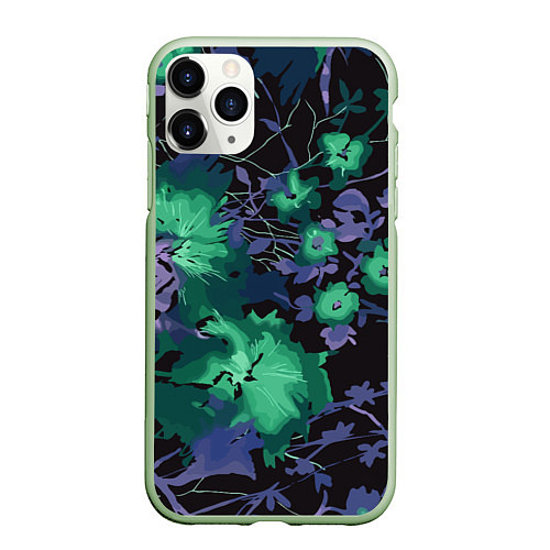 Чехол iPhone 11 Pro матовый Цветочная авангардная композиция / 3D-Салатовый – фото 1