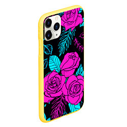 Чехол iPhone 11 Pro матовый Авангардный паттерн из роз Лето, цвет: 3D-желтый — фото 2