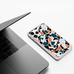 Чехол iPhone 11 Pro матовый Абстрактный современный разноцветный узор в оранже, цвет: 3D-белый — фото 2