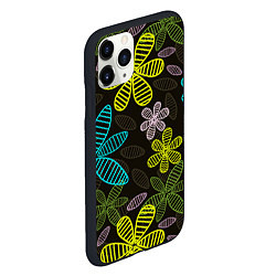 Чехол iPhone 11 Pro матовый MULTICOLORED TRANSPARENT FLOWERS, цвет: 3D-черный — фото 2