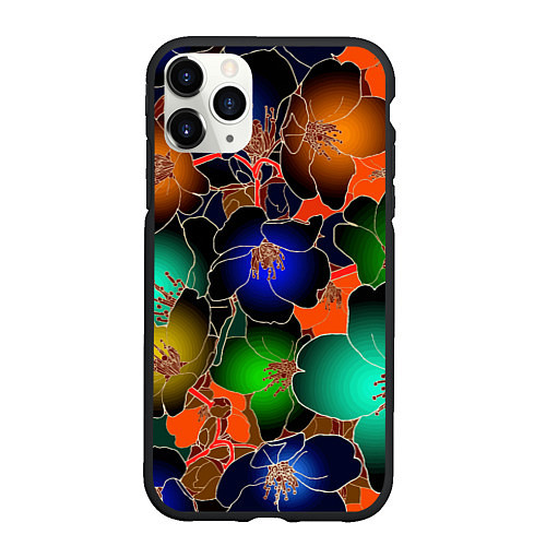 Чехол iPhone 11 Pro матовый Vanguard floral pattern Summer night Fashion trend / 3D-Черный – фото 1