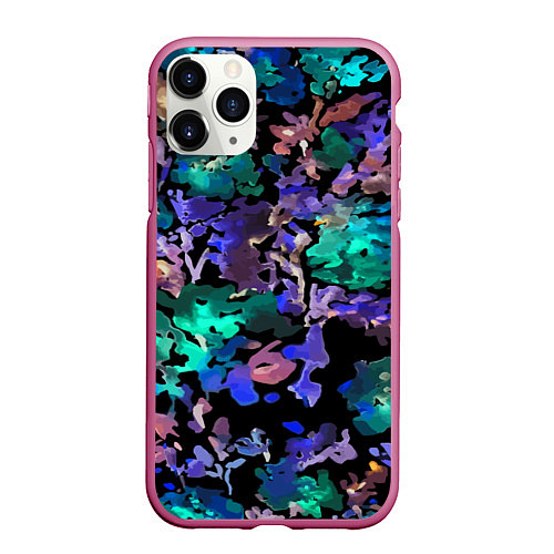 Чехол iPhone 11 Pro матовый Floral pattern Summer night Fashion trend 2025 / 3D-Малиновый – фото 1