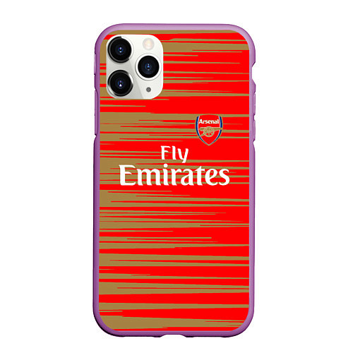 Чехол iPhone 11 Pro матовый Arsenal fly emirates / 3D-Фиолетовый – фото 1