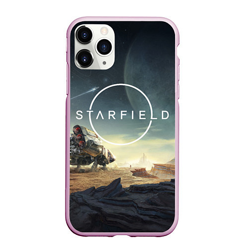 Чехол iPhone 11 Pro матовый На поверхности Starfield / 3D-Розовый – фото 1