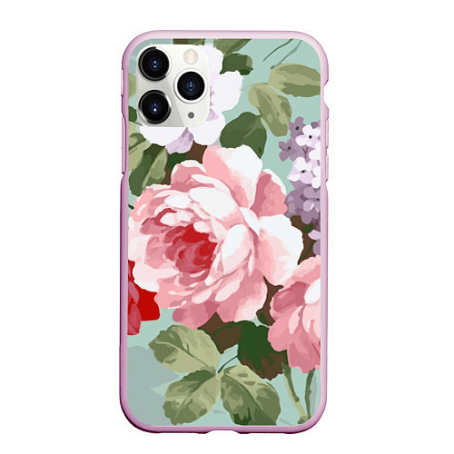 Чехол iPhone 11 Pro матовый Букет роз Лето / 3D-Розовый – фото 1