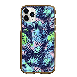 Чехол iPhone 11 Pro матовый Разноцветные Листья Пальм, цвет: 3D-коричневый