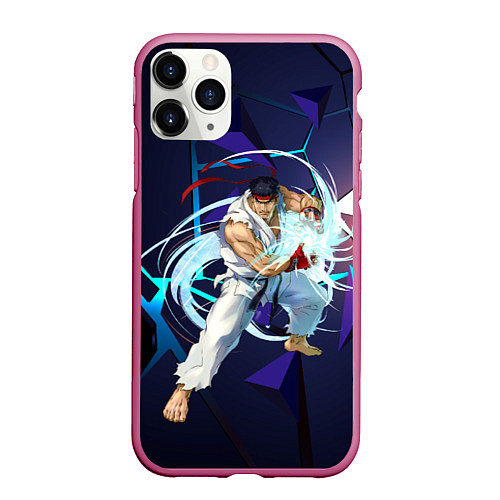 Чехол iPhone 11 Pro матовый Рю-Street Fighter / 3D-Малиновый – фото 1