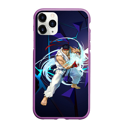 Чехол iPhone 11 Pro матовый Рю-Street Fighter / 3D-Фиолетовый – фото 1