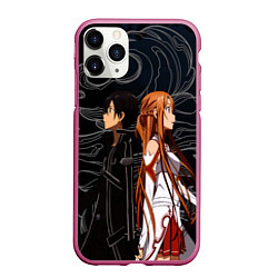 Чехол iPhone 11 Pro матовый Кирито и Асуна - Sword Art Online, цвет: 3D-малиновый