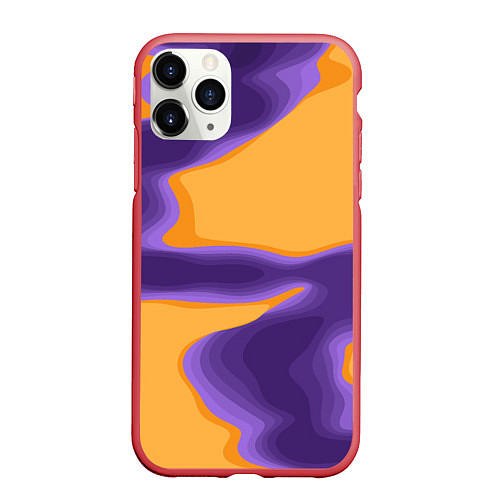 Чехол iPhone 11 Pro матовый Фиолетовая река / 3D-Красный – фото 1