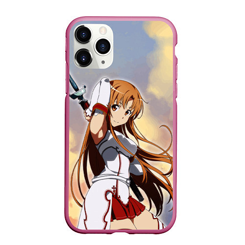 Чехол iPhone 11 Pro матовый Асуна Юки - Sword Art Online / 3D-Малиновый – фото 1