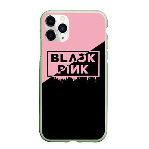 Чехол iPhone 11 Pro матовый BLACKPINK BIG LOGO / 3D-Салатовый – фото 1