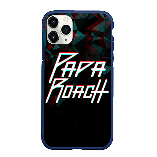 Чехол iPhone 11 Pro матовый Papa roach Glitch Big Logo / 3D-Тёмно-синий – фото 1