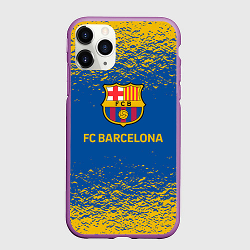 Чехол iPhone 11 Pro матовый Barcelona желтые брызги / 3D-Фиолетовый – фото 1
