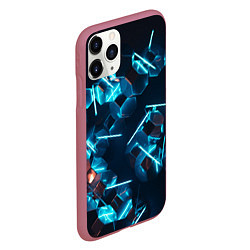 Чехол iPhone 11 Pro матовый Неоновые фигуры с лазерами - Голубой, цвет: 3D-малиновый — фото 2