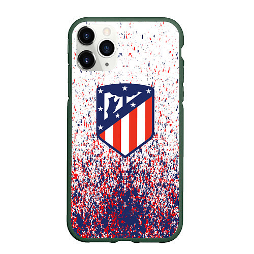 Чехол iPhone 11 Pro матовый Atletico madrid logo брызги красок / 3D-Темно-зеленый – фото 1