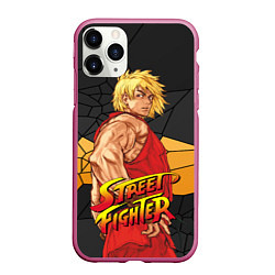 Чехол iPhone 11 Pro матовый Кен Мастерс - Street Fighter, цвет: 3D-малиновый