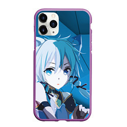 Чехол iPhone 11 Pro матовый Catgirl с синими ушками