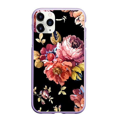 Чехол iPhone 11 Pro матовый Розы в летней ночи Fashion trend / 3D-Светло-сиреневый – фото 1