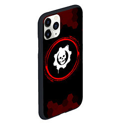 Чехол iPhone 11 Pro матовый Символ Gears of War и краска вокруг на темном фоне, цвет: 3D-черный — фото 2