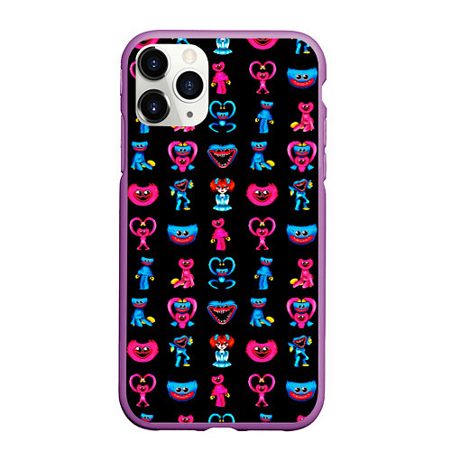 Чехол iPhone 11 Pro матовый POPPY PLAYTIME HAGGY WAGGY AND KISSY MISSY PATTERN / 3D-Фиолетовый – фото 1