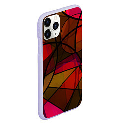 Чехол iPhone 11 Pro матовый Абстрактный узор в оранжево-красных тонах, цвет: 3D-светло-сиреневый — фото 2