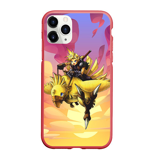 Чехол iPhone 11 Pro матовый Клауд Страйф из Final Fantasy / 3D-Красный – фото 1