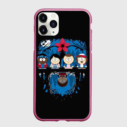 Чехол iPhone 11 Pro матовый Stranger Things South Park / 3D-Малиновый – фото 1