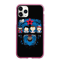 Чехол iPhone 11 Pro матовый Stranger Things South Park, цвет: 3D-малиновый