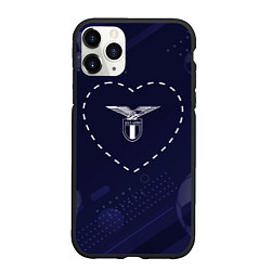 Чехол iPhone 11 Pro матовый Лого Lazio в сердечке на фоне мячей, цвет: 3D-черный