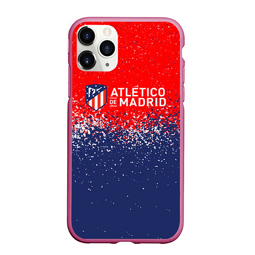 Чехол iPhone 11 Pro матовый Atletico madrid атлетико мадрид брызги красок / 3D-Малиновый – фото 1