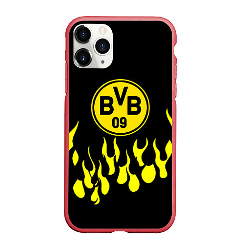 Чехол iPhone 11 Pro матовый Borussia пламя / 3D-Красный – фото 1